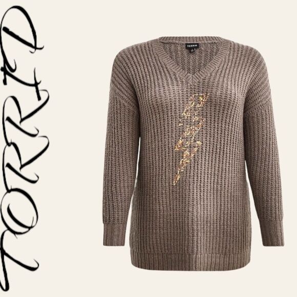 TORRID NEW Plus Size Gray Chunky Knit Pullover Sweater. - Picture 2 of 16